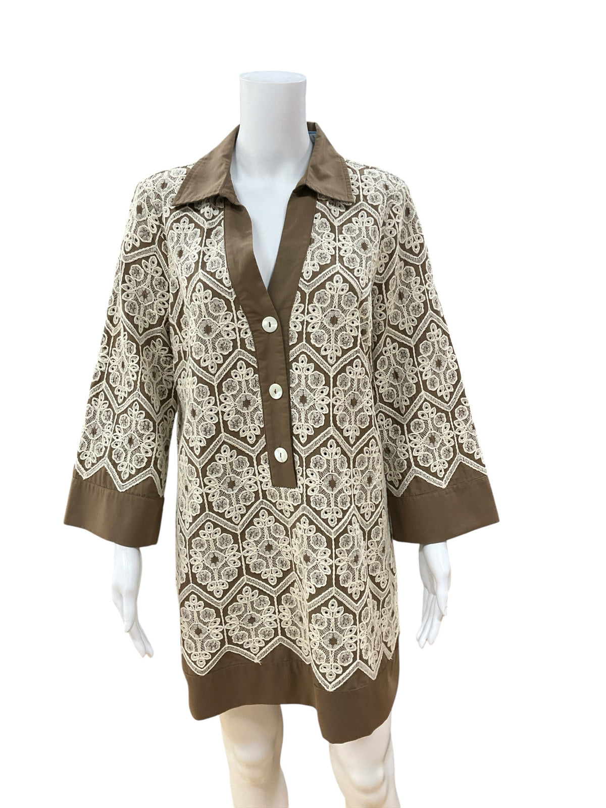 Tuckernuck Kenzo Ivory Crochet Lace Overlay Tunic Dress Size Medium