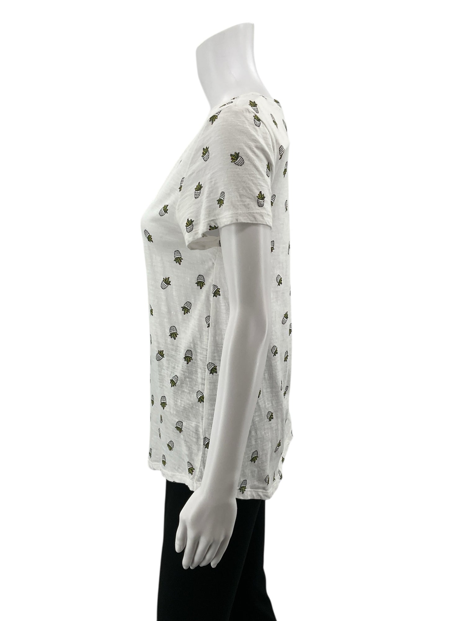 Loft White Sleeveless White Succulent Plant Print Short Sleeve Tee T-Shirt Size Small - Size S