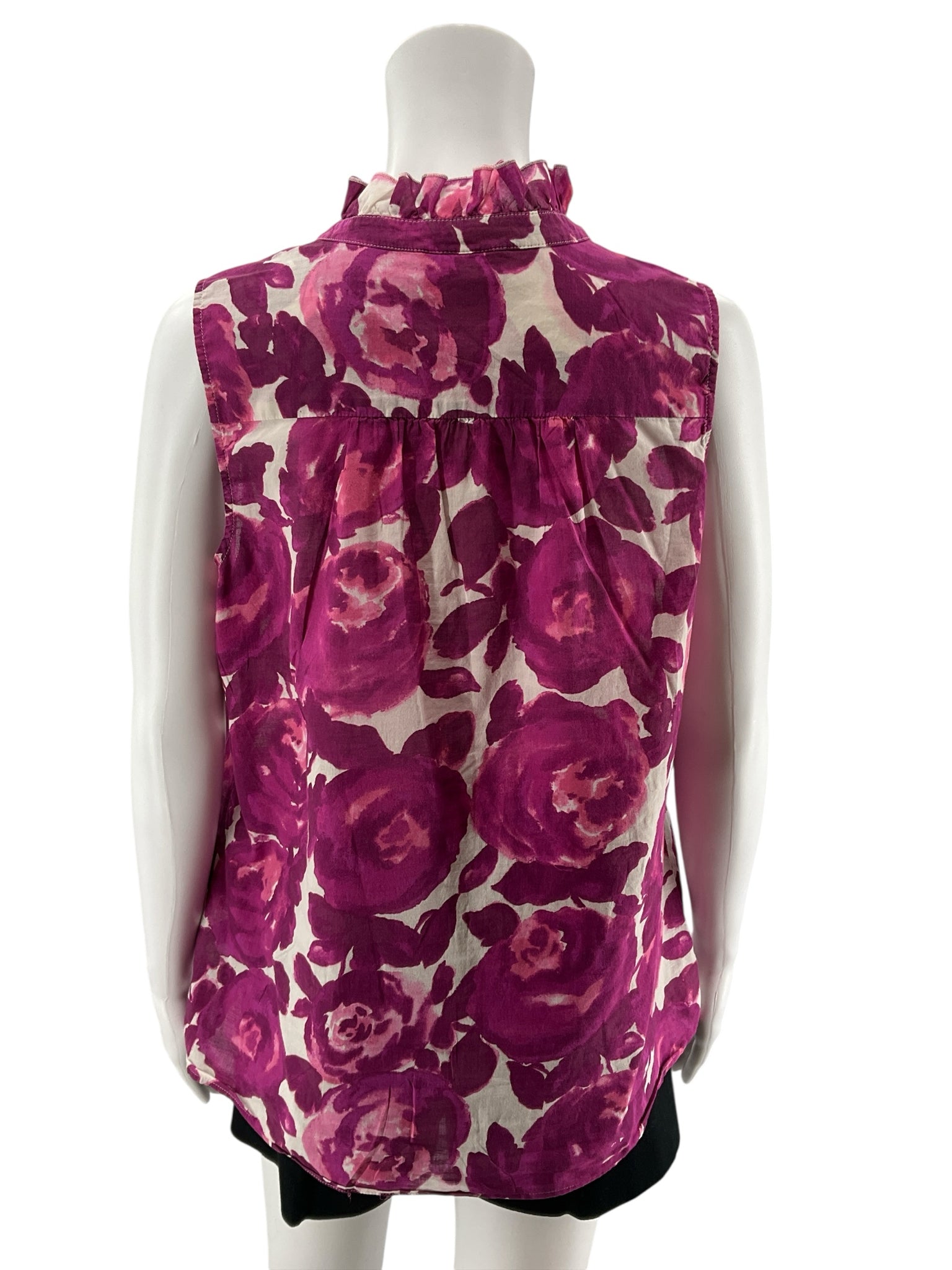loft Size M white/purple Floral Pre-Owned Ladies Casual Top - Downstairs