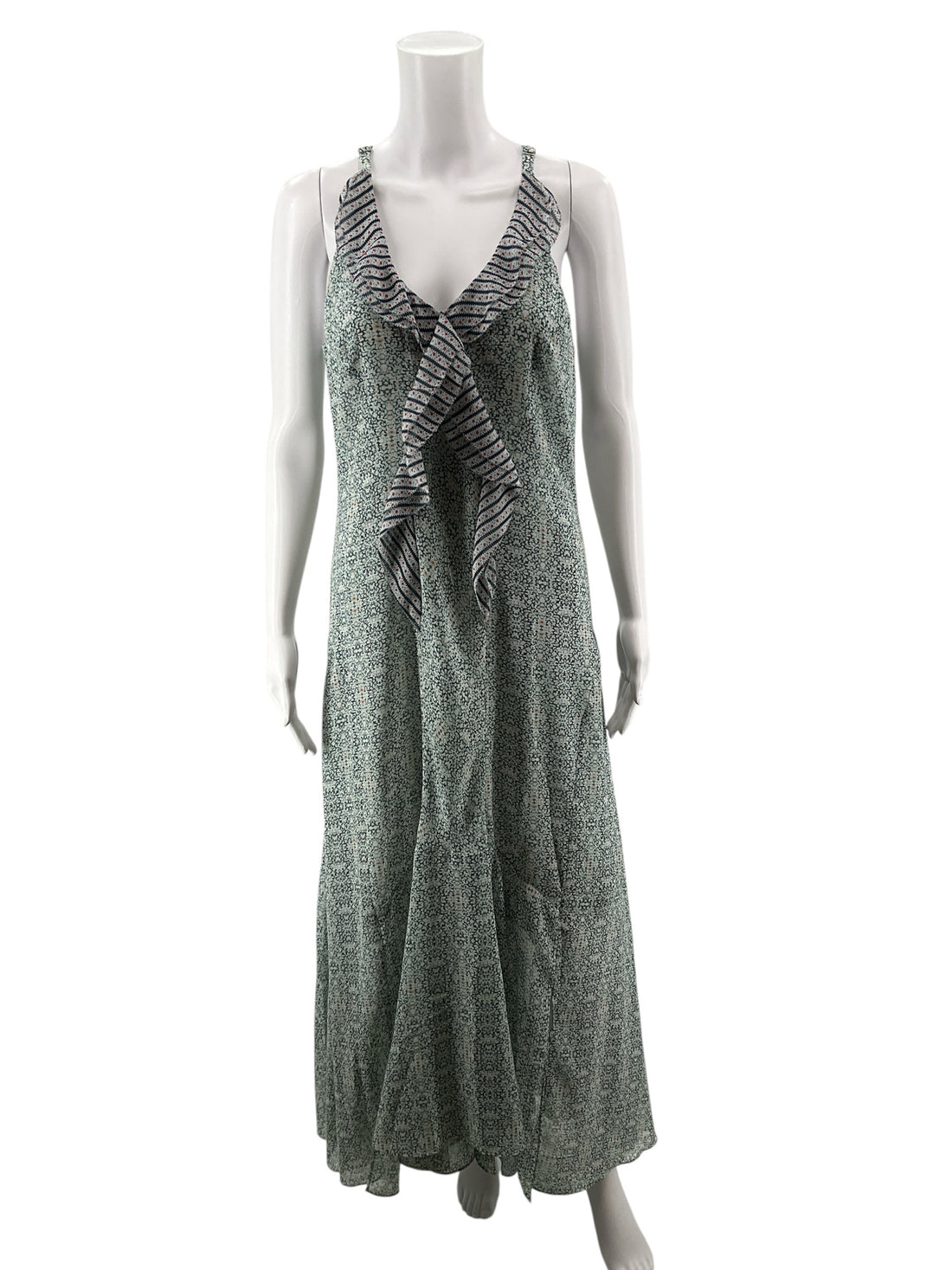 cabi Penelope Dress Mixed Print Floral Maxi Handkerchief Hem Size 6