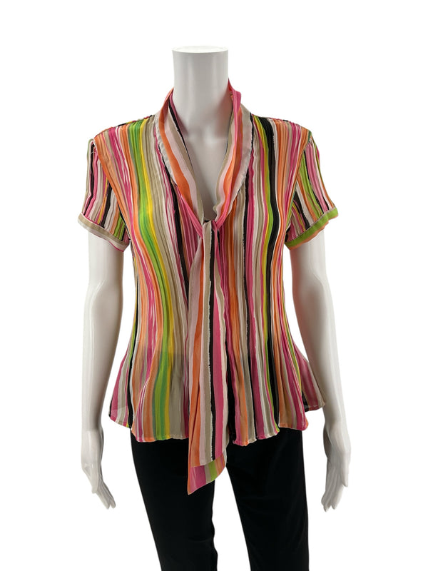 Sunny Leigh Multi Stripe Pre-Owned Ladies Top - Size Large Petite