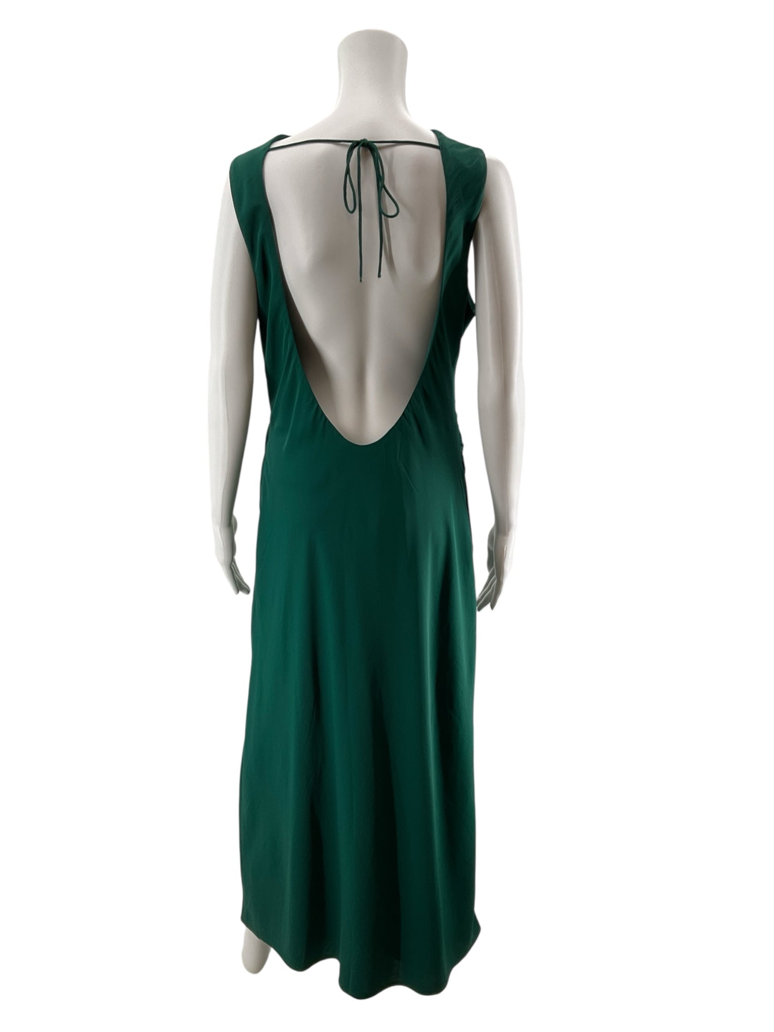 Abercrombie &amp; Fitch Bateau Neck Drama Back Maxi Dress Green Size Large