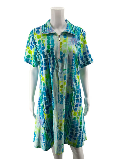 Parsley &amp; Sage Watercolor Dot Half-Zip Tunic Dress Size Medium