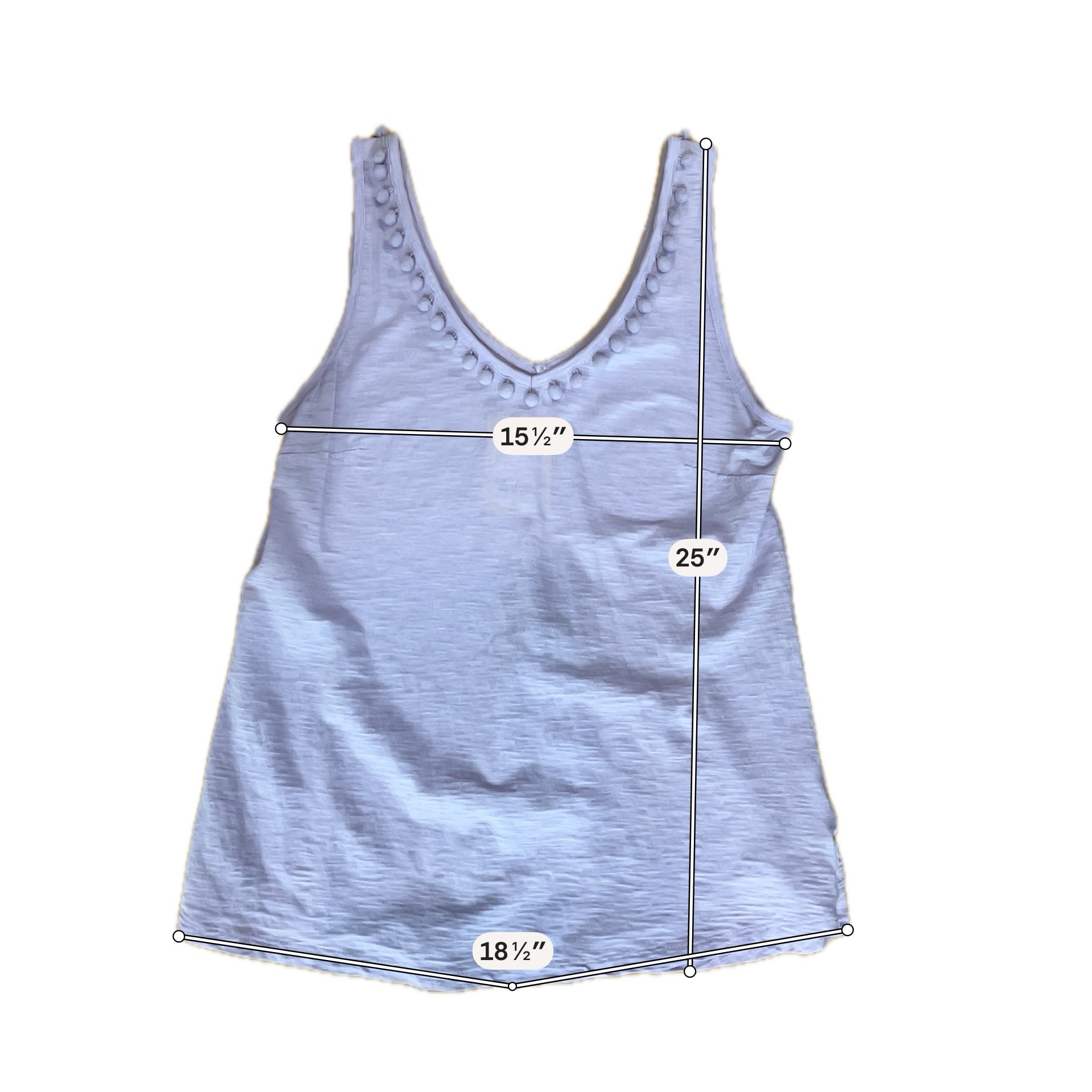 Lilly Pulitzer Florin V-Neck Pima Cotton Tank Top Lavender Pom Pom Trim S/M