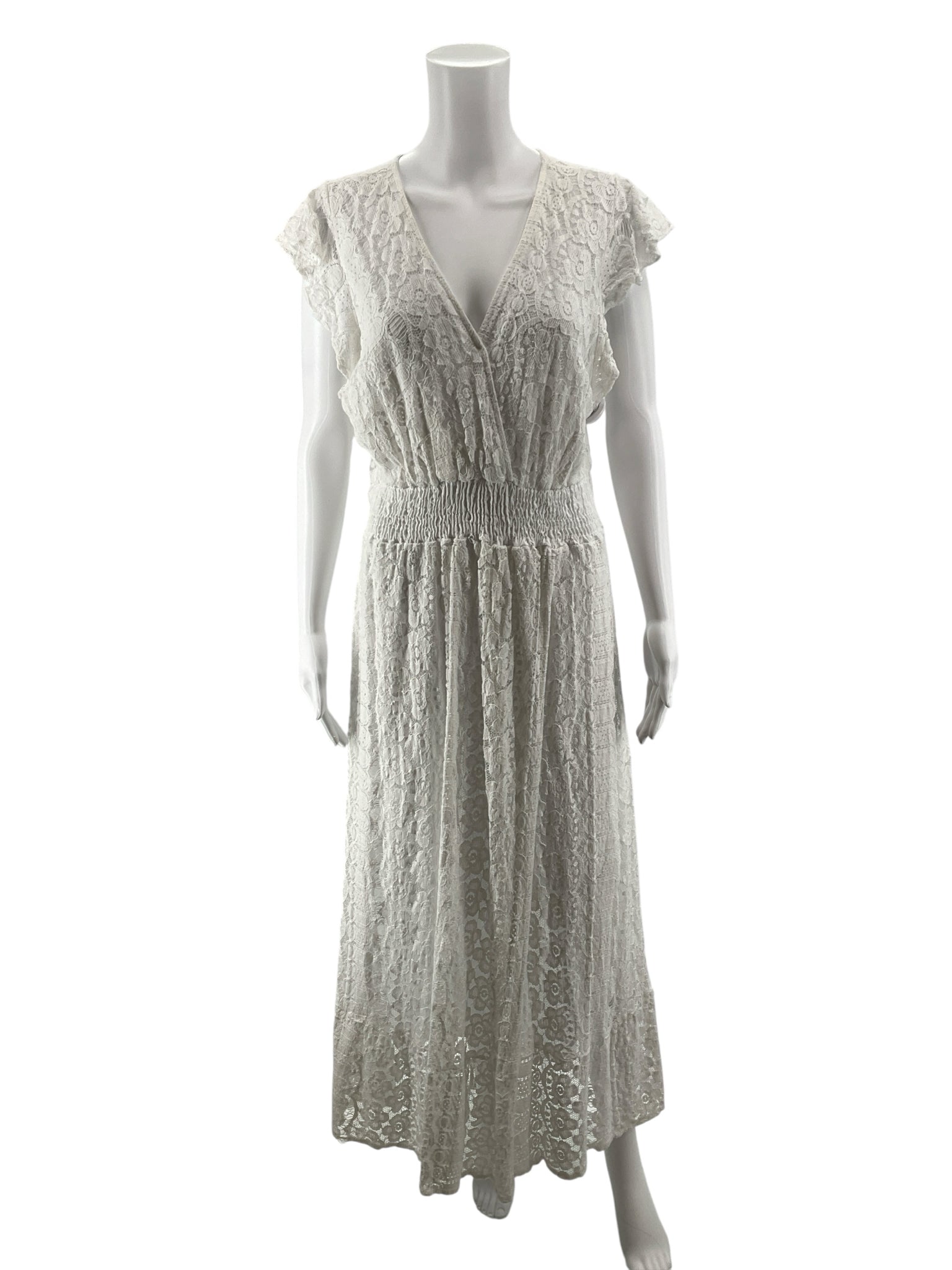 Gigi Moda Italian White Floral Lace Boho Maxi Dress | Size S/M