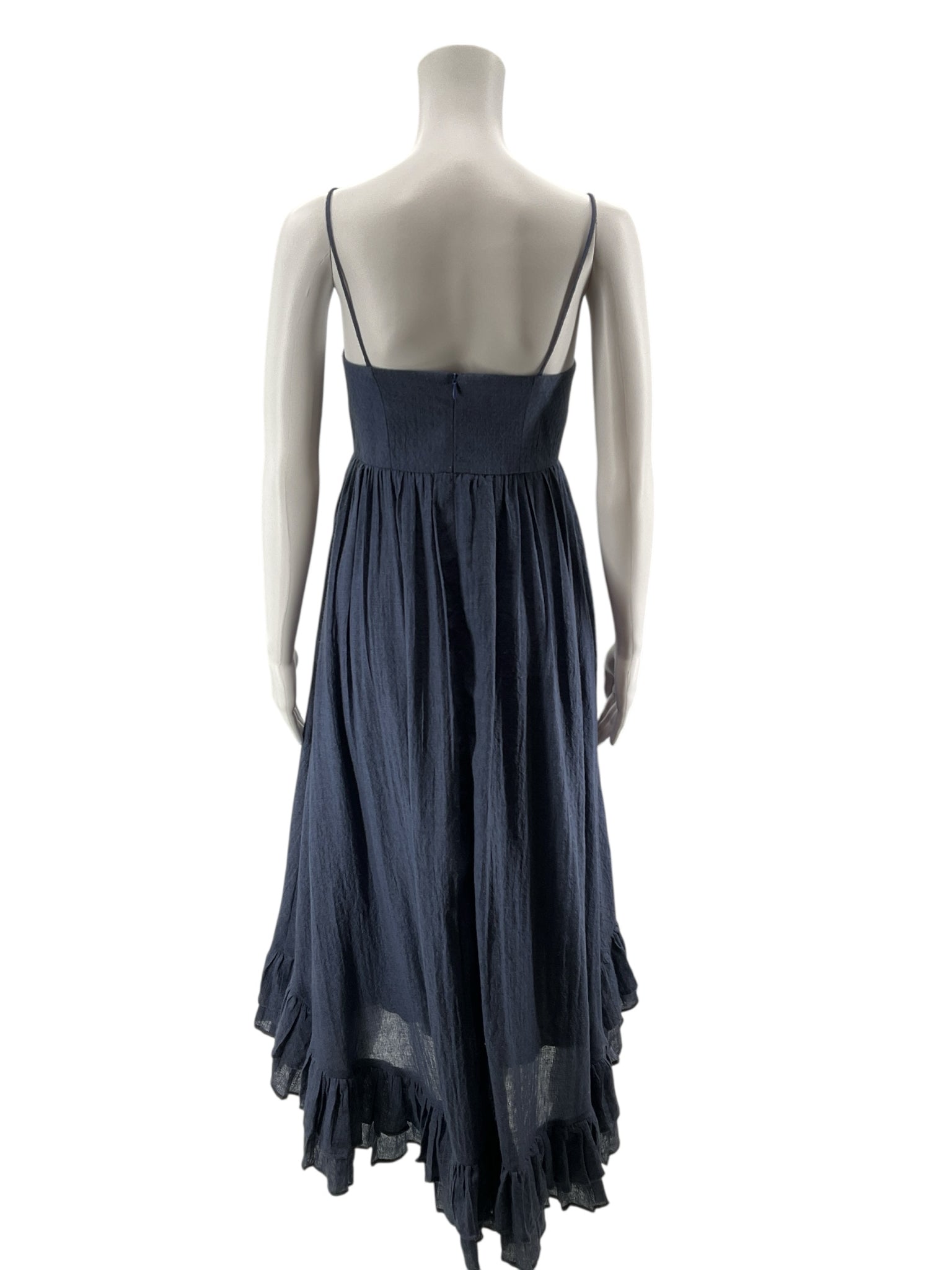 Kleid For Her Navy Blue Tiered Ruffle Midi Dress Size XS