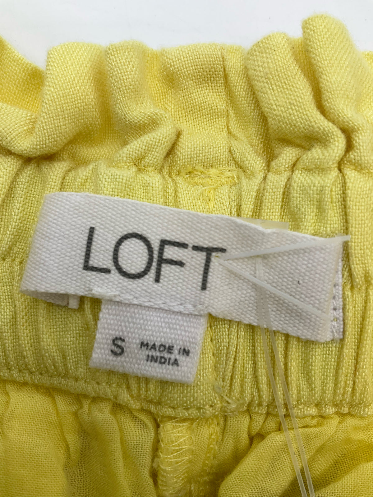 LOFT Yellow Linen Blend Eyelet Scalloped Tie Waist Shorts Size Small - ONLINE ONLY