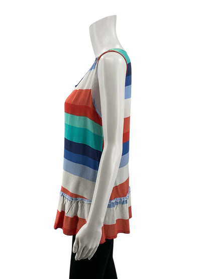 Grand &amp; Greene Striped Ruffle Hem Tunic Top | Anthropologie Brand | Size Large - ONLINE ONLY