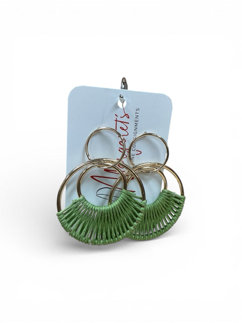 Boho Green Fringe Double Hoop Earrings - Margaret’s Fine Consignment