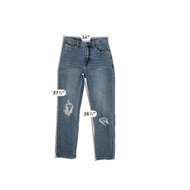 Abercrombie &amp; Fitch amp; Mom Jean High Rise Distressed Raw Hem Jeans Size 26 - ONLINE ONLY