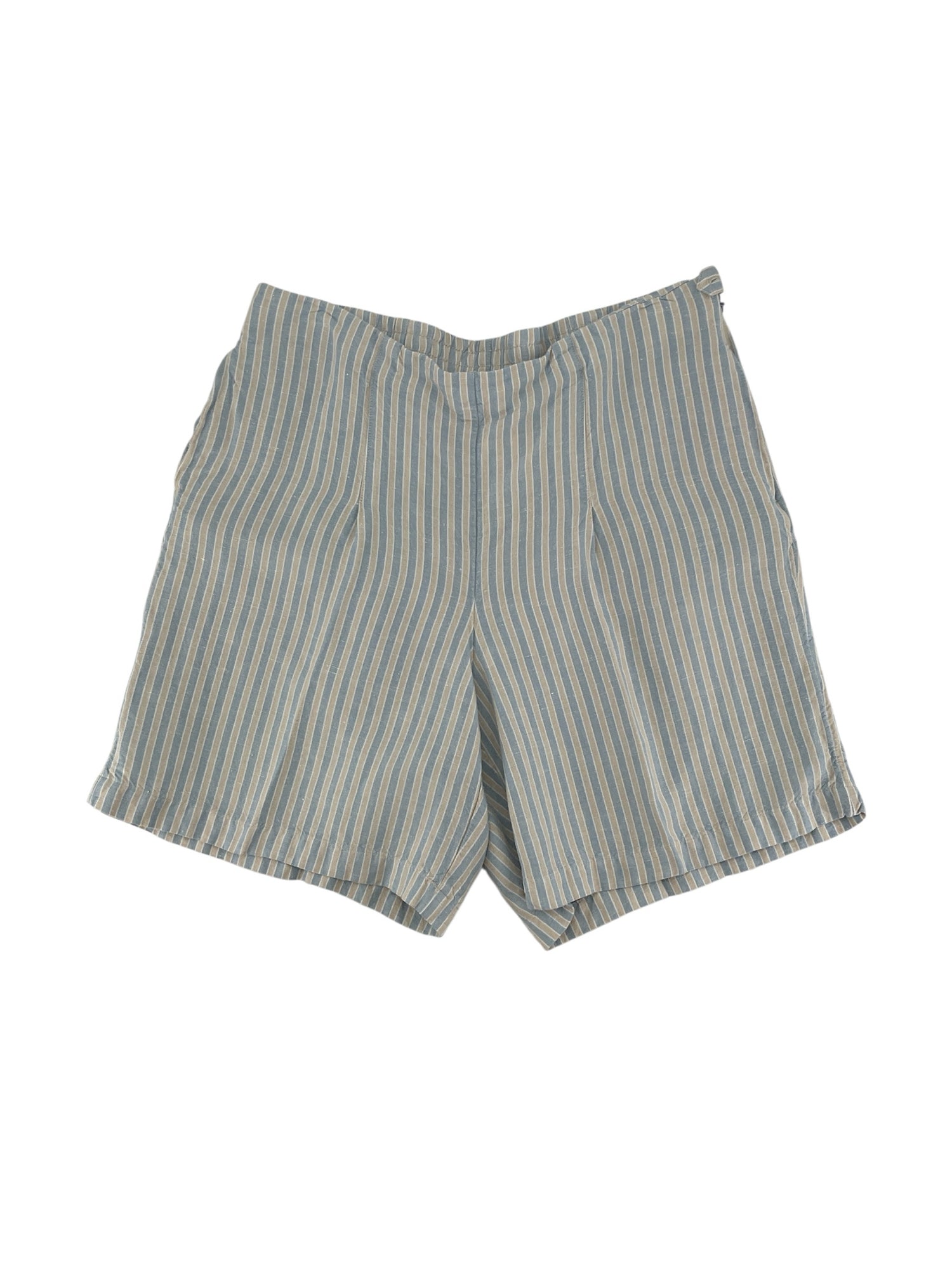 J.Jill Linen-Blend Striped Pull-On Shorts Blue Tan Size Medium