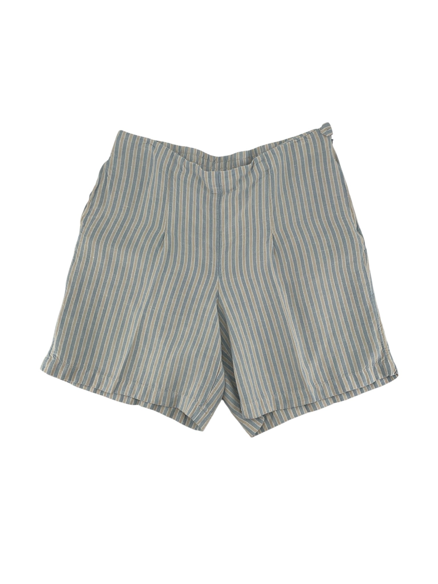J.Jill Linen-Blend Striped Pull-On Shorts Blue Tan Size Medium
