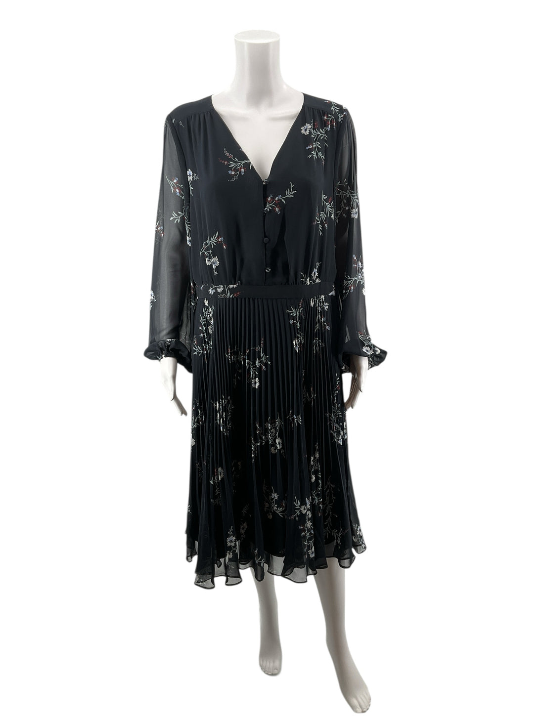 Ann Taylor Navy/Red/Aqua/Teal Floral Pre-Owned Ladies Dress - Size 12