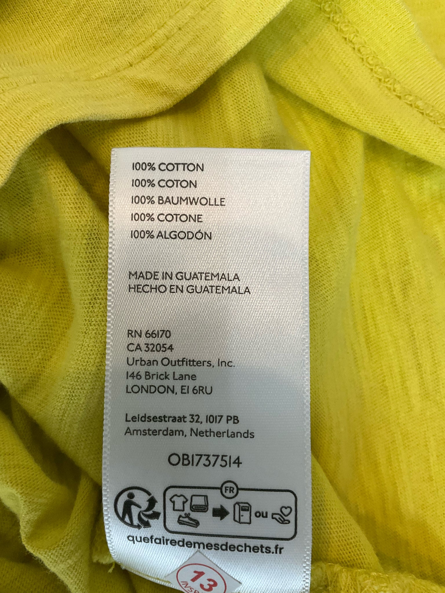 Pilcro Yellow Slub Cotton V-Neck Short Sleeve Tee Top Size Small