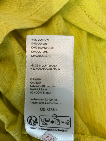 Pilcro Yellow Slub Cotton V-Neck Short Sleeve Tee Top Size Small