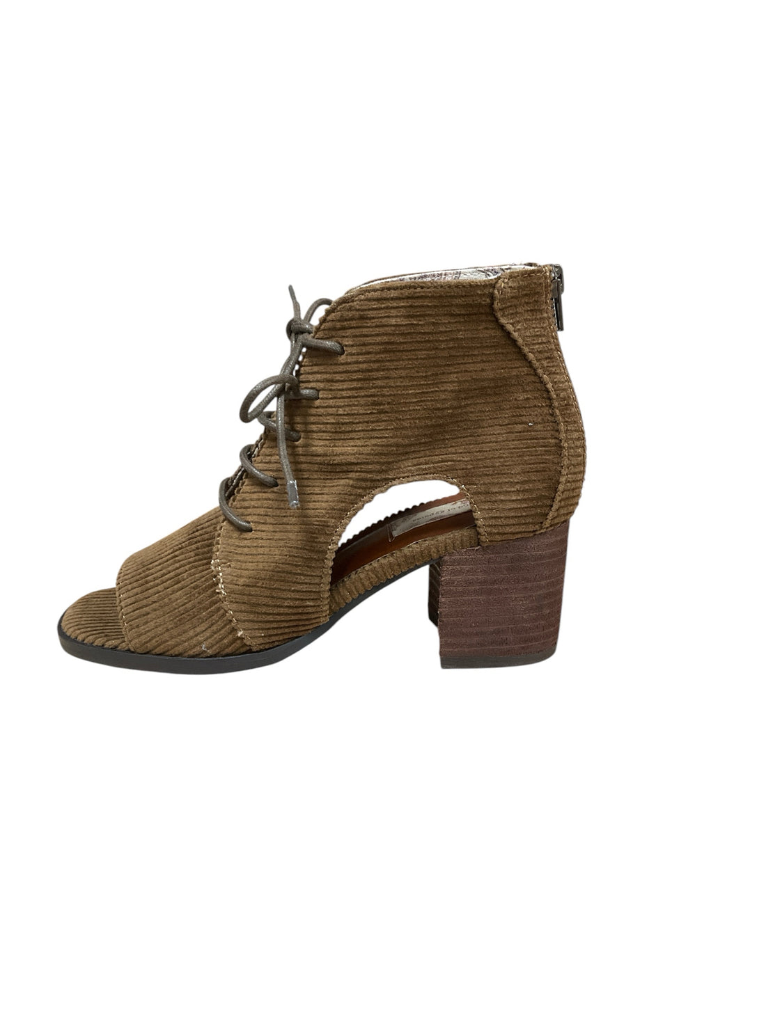 Band of Gypsies Ariel Brown Corduroy Lace Up Peep Toe Booties Size 7