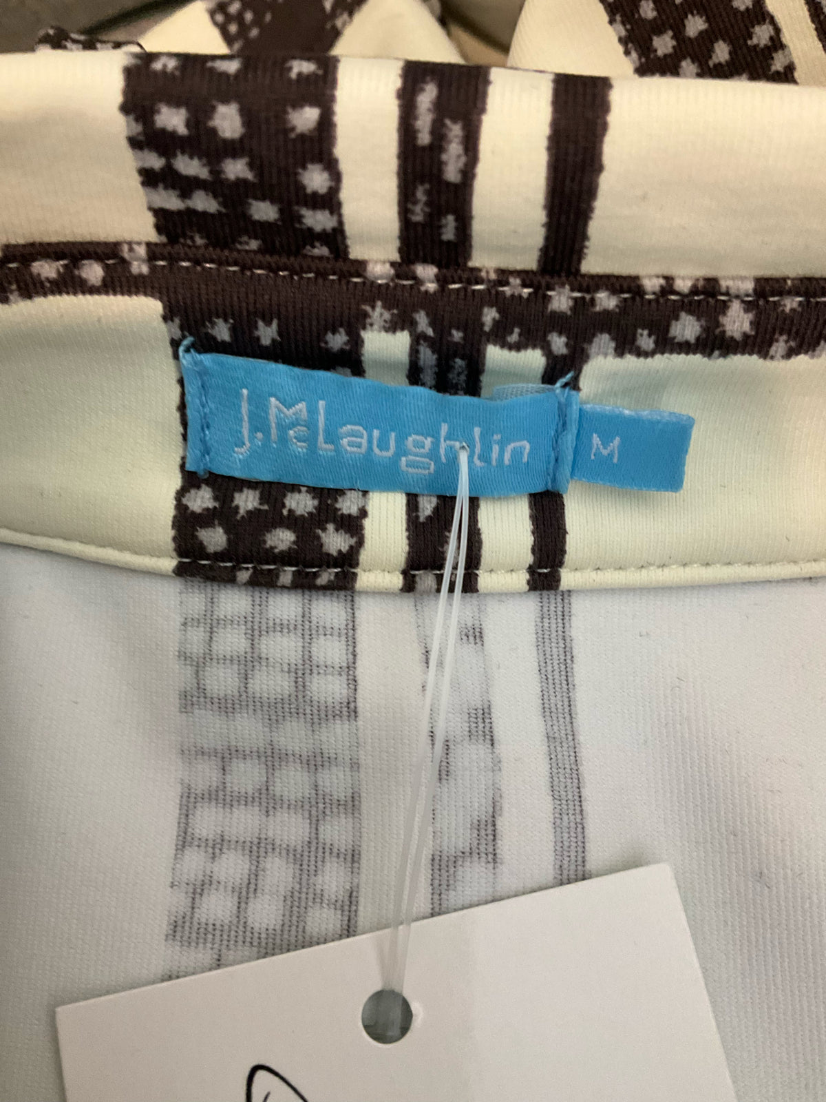 J.McLaughlin Cream &amp; Brown Grid Plaid Catalina Cloth Shirtdress | Size Medium