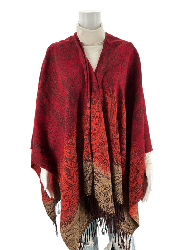Accessory ST Red/Orange/Tan Paisley Pre-Owned Ladies Shrug - Size One Size Fits Most