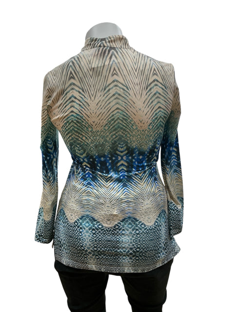 Cristina Gray/Blue Pre-Owned Ladies Top - Size Medium - Margaret’s Fine Consignment