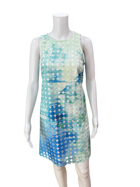 Tahari Size 4 aqua/blue Circles Pre-Owned Ladies Dress