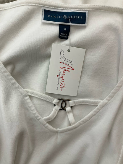 White solid A-line top for women in size medium by Karen Scott, showcasing a minimalist and casual style.
