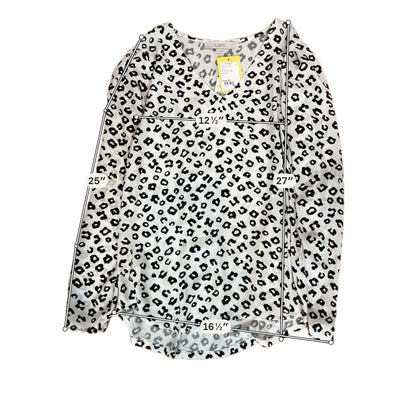 LOFT Leopard Print Mixed Media Blouson Sleeve Top Size Medium