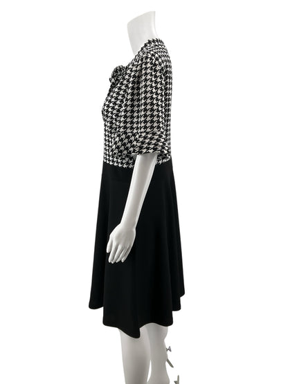 No Brand Houndstooth Tie-Neck Dress Black White A-Line Size XL