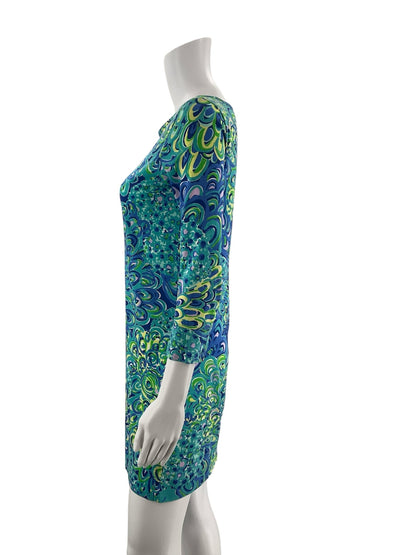 Lilly Pulitzer Green/blue Print Pre-Owned Ladies Dress - Size XS