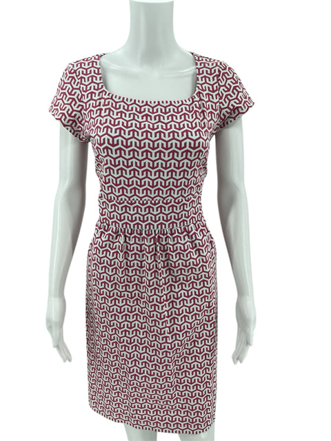 J Mclaughlin White/Pink Print Dress Size Medium