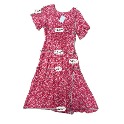 Free People Pink &amp; Tan Floral Boho V-Neck Mini Dress | Size Large - ONLINE ONLY