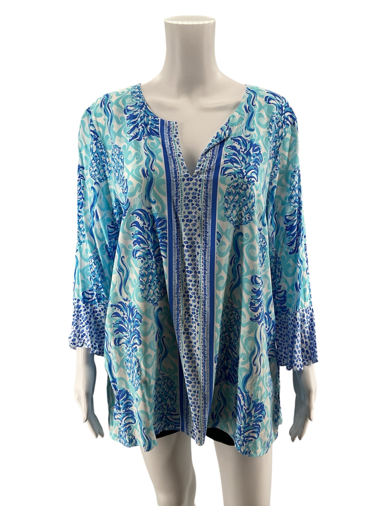 Lilly Pulitzer Matilda Tunic Top Tons of Fun Pineapple Print Size Large