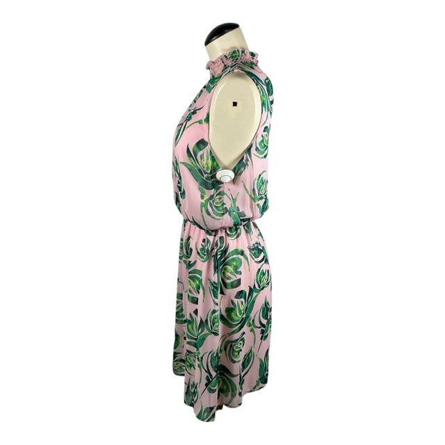 Everly Floral Smocked Halter Neck Mini Dress Size S Pink GreeN- ONLINE ONLY