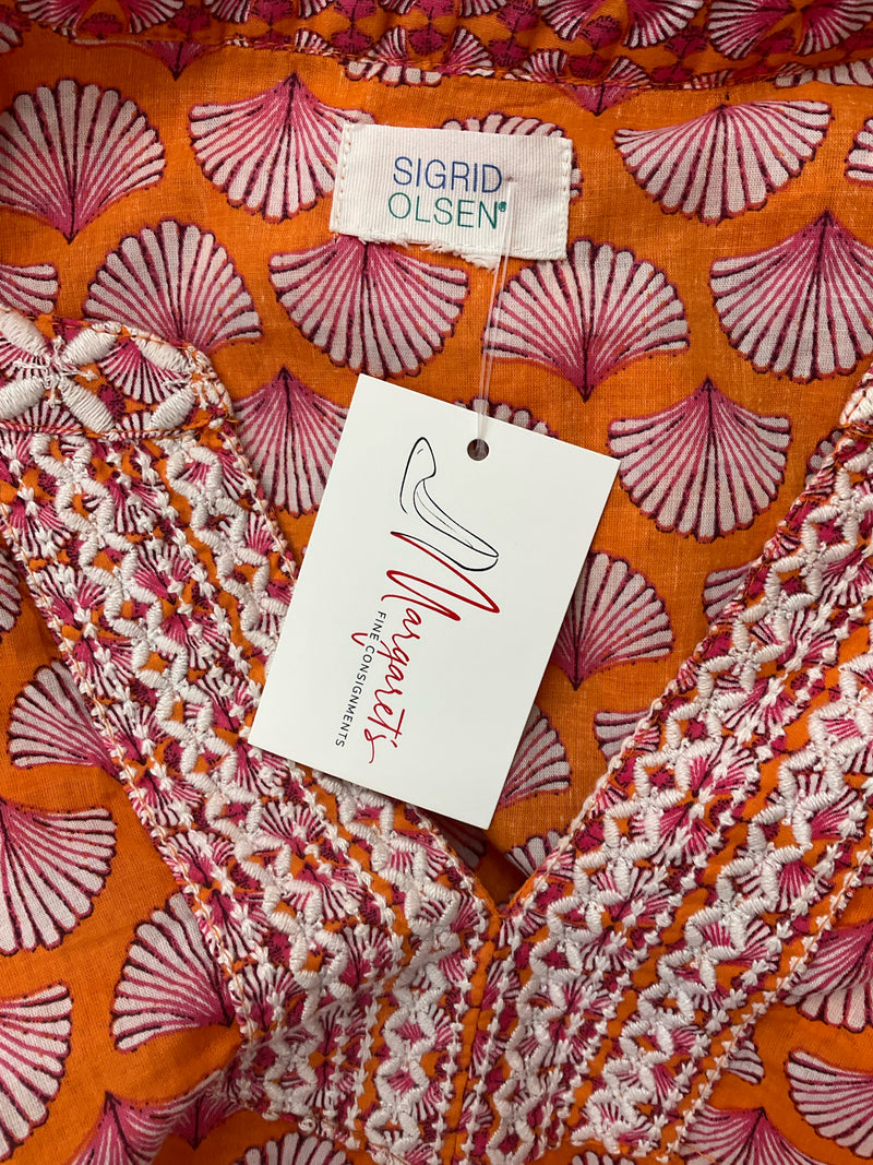 Sigrid Olsen Orange/Pink Shells Pre-Owned Ladies Top - Size S/M