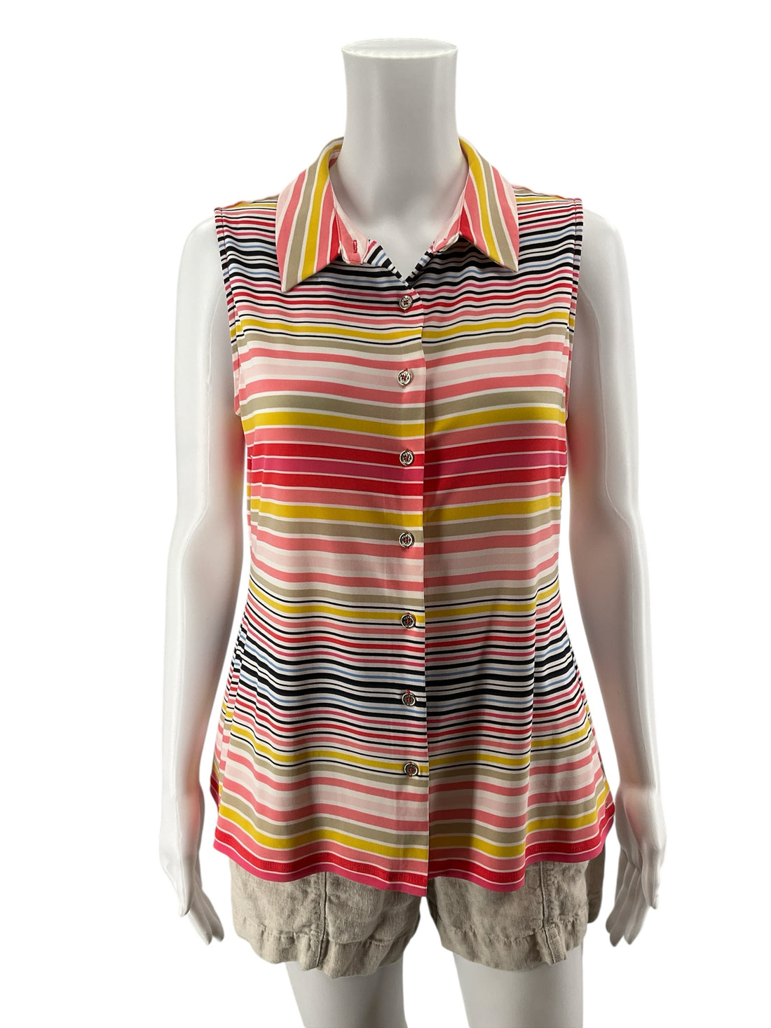 Tommy Hilfiger Multicolor Stripe Sleeveless Polo Tank Top | Size Medium