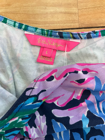 Lilly Pulitzer Neveah Top Sink Or Swim Print Blouson Dolman Sleeve L