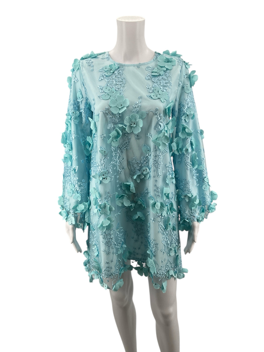 Mestiza Aqua Flowers Pre-Owned Ladies New With Tags Dress - Size XS