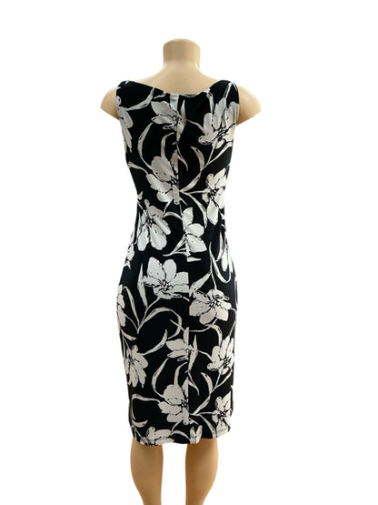 Lauren Ralph Lauren Black &amp;amp; White Floral Sleeveless Sheath Dress Size 4