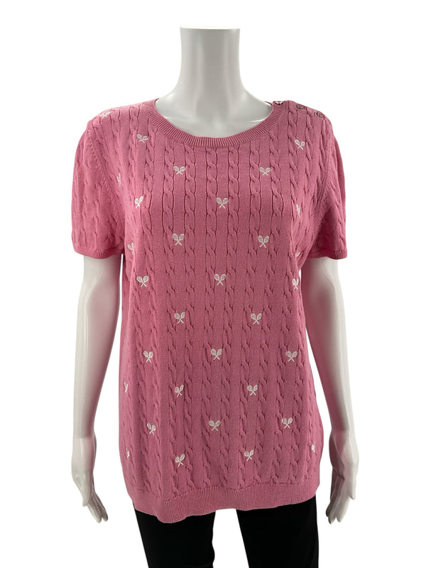 Talbots Pink/White Pre-Owned Ladies Top - Size XL Petite