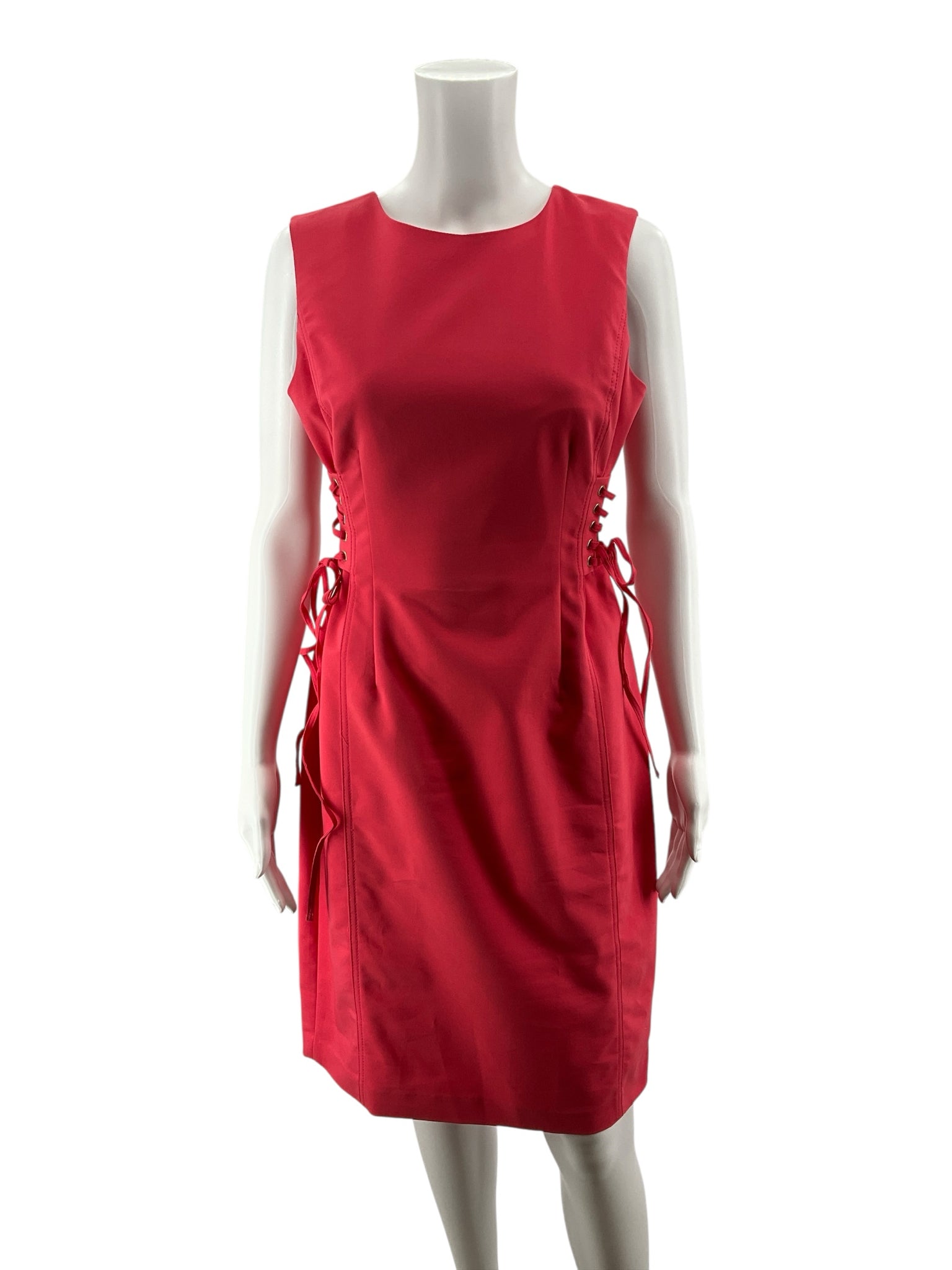 Calvin Klein Corset Lace-Up Sheath Dress Size 8 Cherry Red