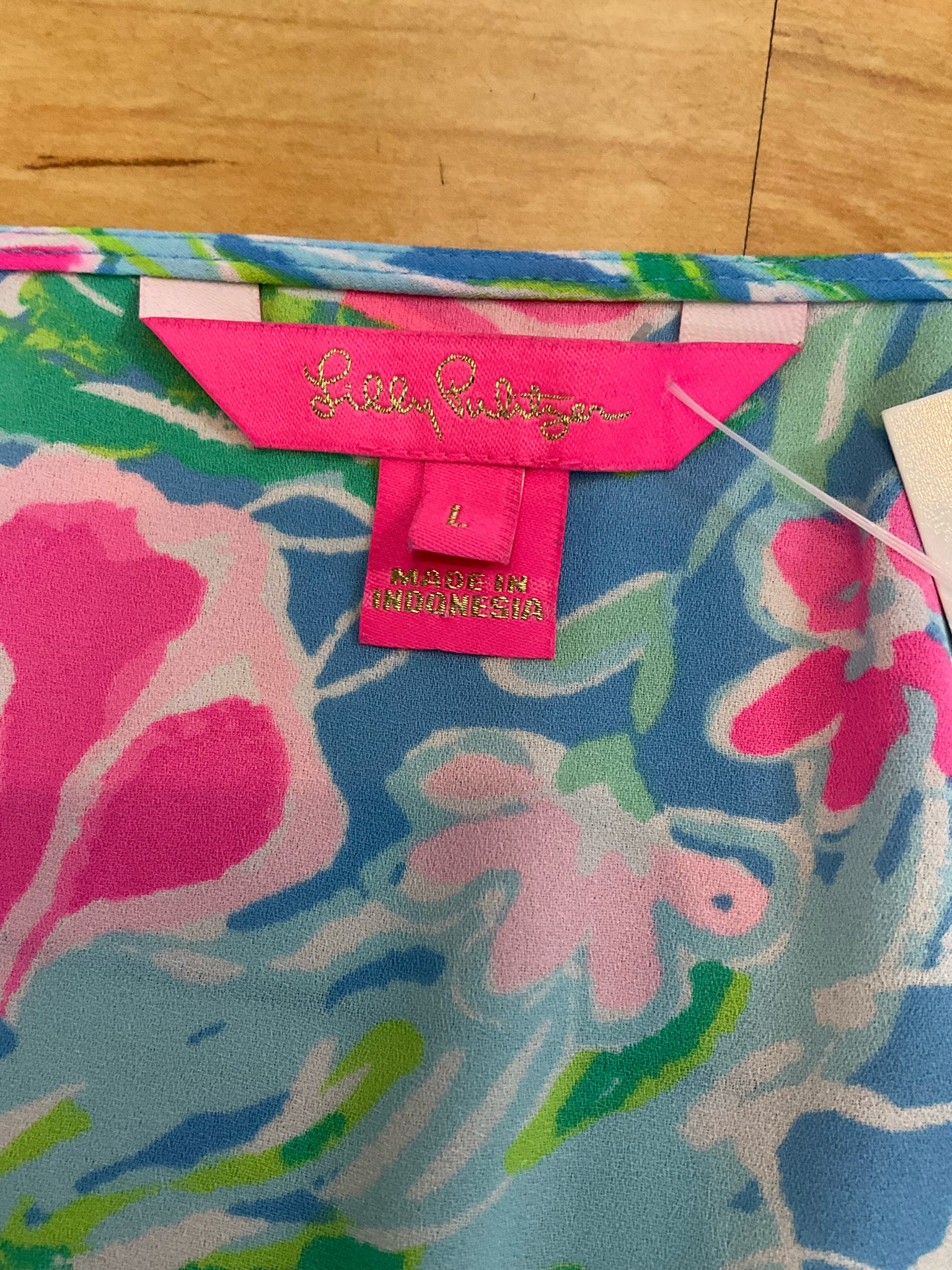 Lilly Pulitzer Elsa Top Multi Sink Or Swim Floral Blouse Size L - Downstairs