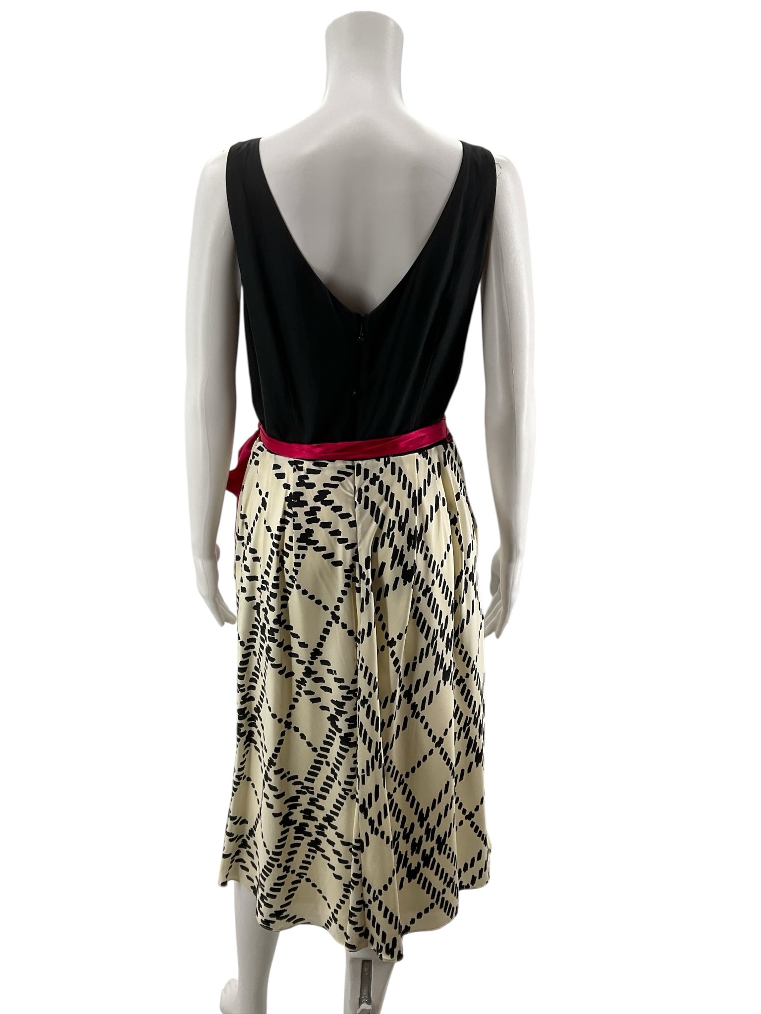 Lilly Pulitzer black/tan A-Line Trista Dress Silk Chain Link Print Size 10 - Size 10