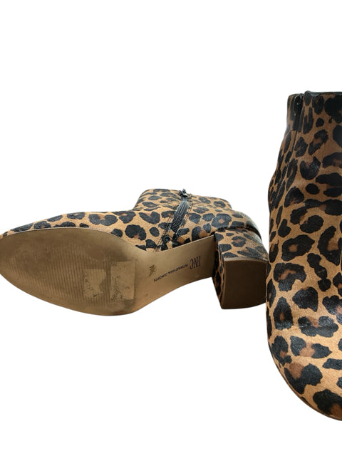 INC International Concepts Payge Leopard Print Block Heel Ankle Boots Size 9.5