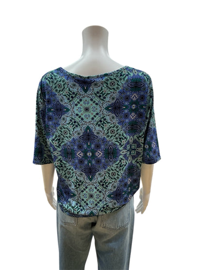 East 5th Blue/Green Floral Top Size Large