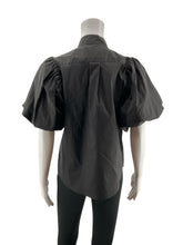 Frame Black Short Sleeve Voluminous Puff Sleeve Poplin Shirt Black Size Small - Size S