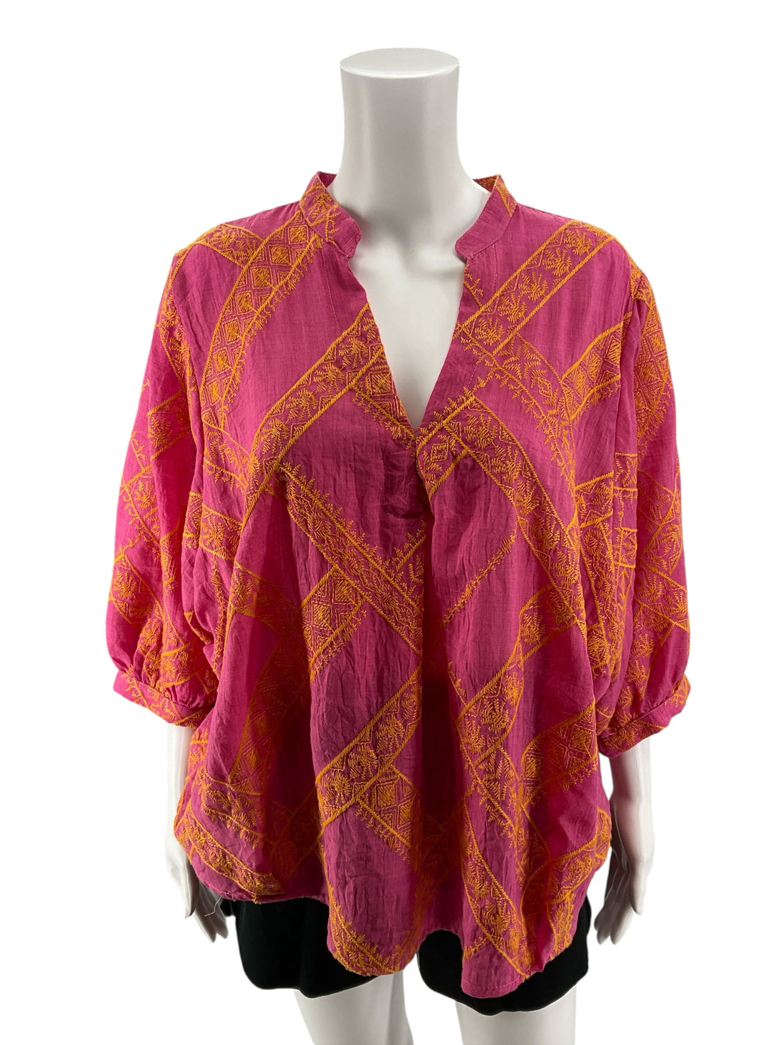 Ivy Jane Pink &amp;amp; Orange Embroidered Boho Tunic Top S/M