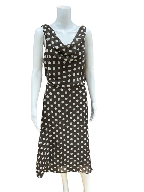 Robert Louis Size M Taupe/Cream Polka Dot Dress