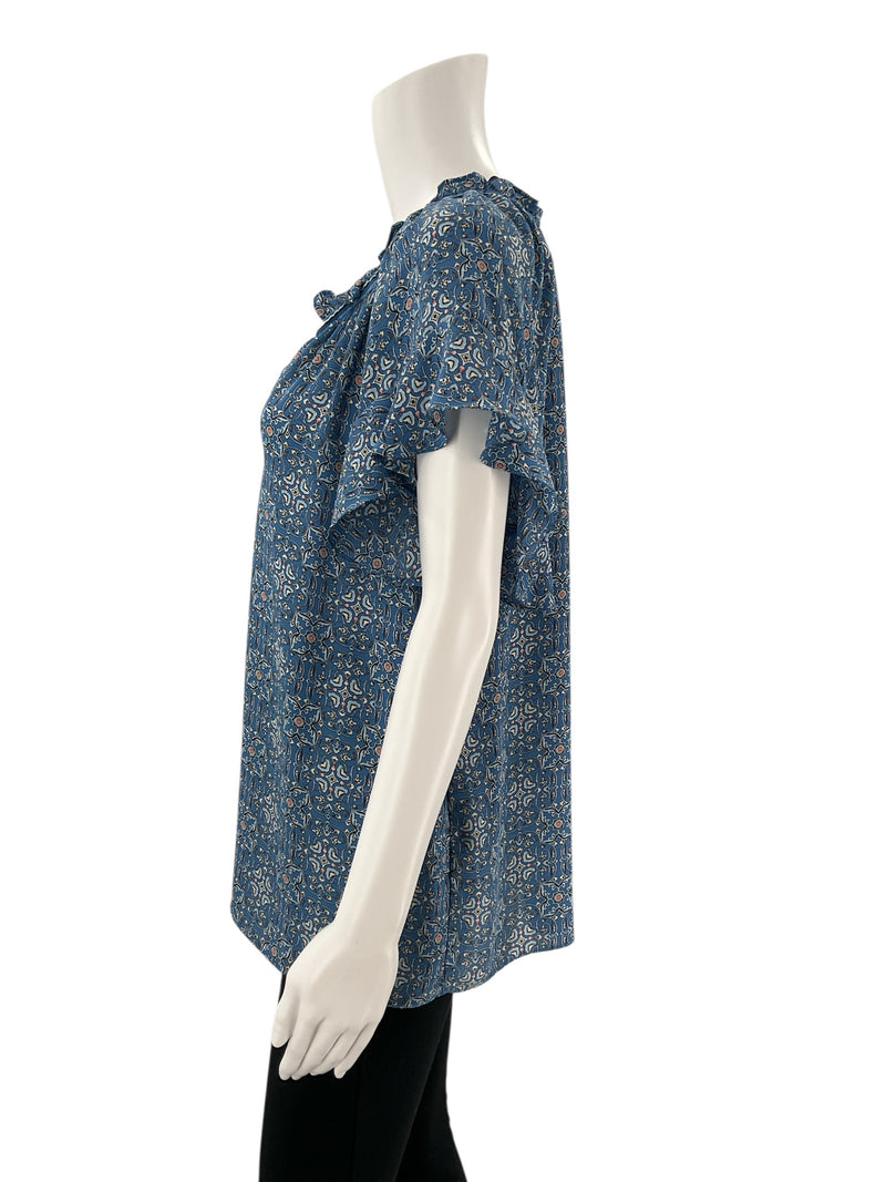 Max Studio Blue Print Pre-Owned Ladies Top - Size Large - Margaret’s Fine Consignment