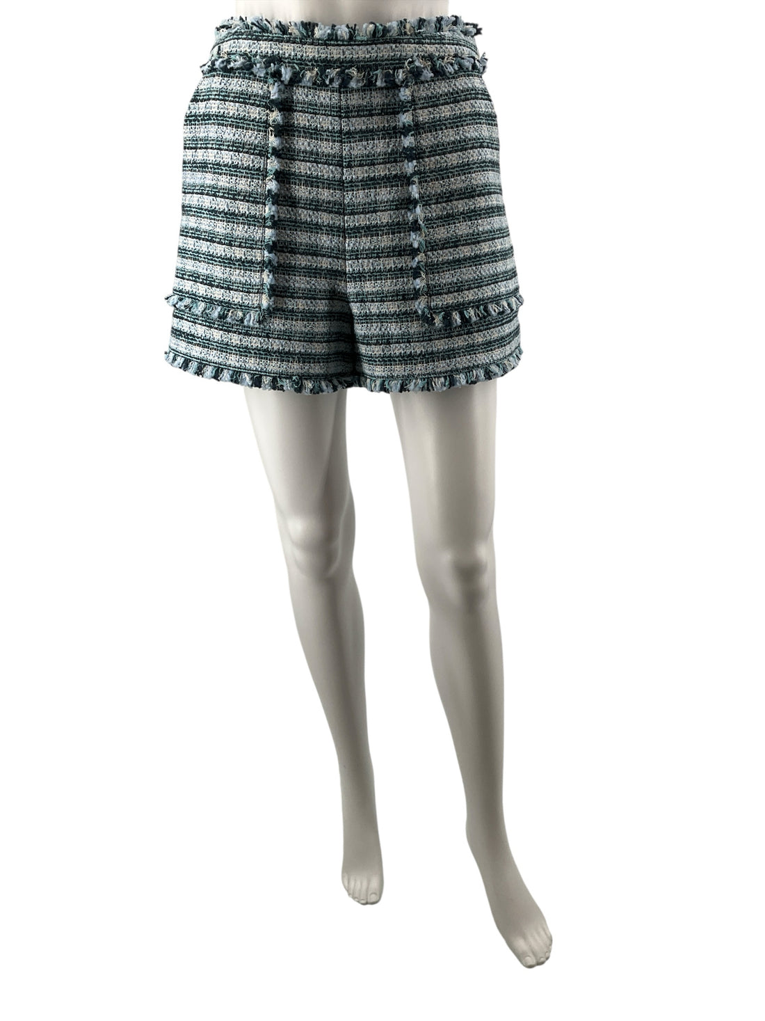 Cinq à Sept Zilda Tweed Allen Shorts Navy Multi Fringe High Rise Size 4 NWT