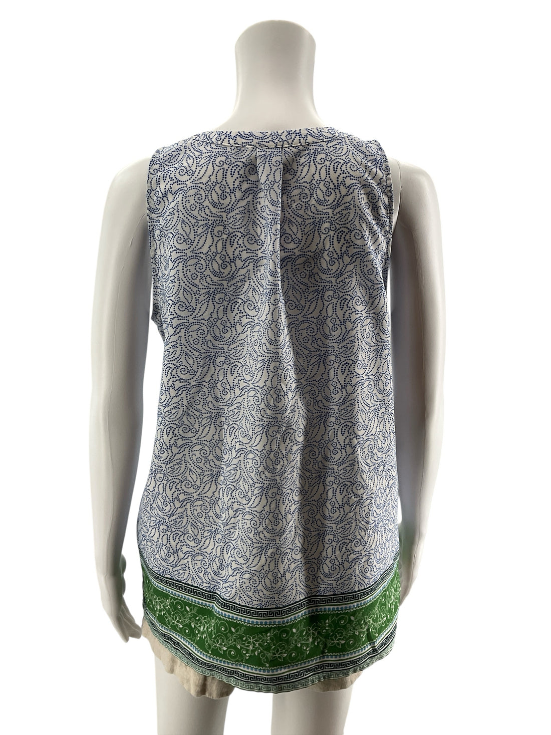 Dalia Mixed Print Sleeveless Split Neck Tunic Blouse Size Medium