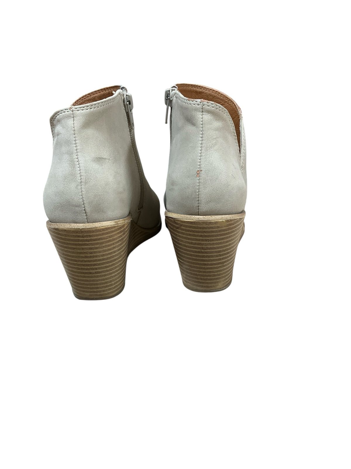 Lucky Brand Womens Tan Suede Wedge Ankle Booties | Size 8 M